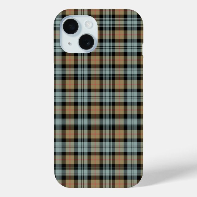 Murray Clan Tan and Mint Green Reproduction Tartan Case-Mate iPhone Case (Back)