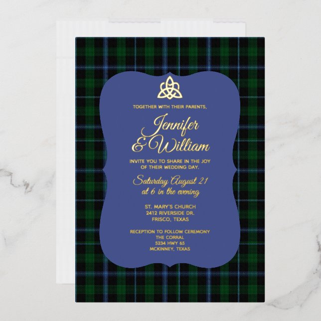 Murray Clan Tartan Plaid Wedding Foil Invitation (Envelope)