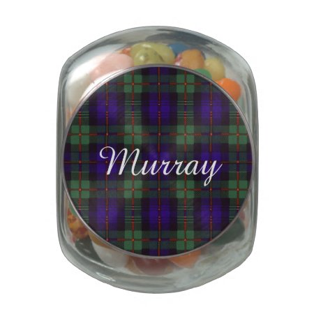 Murray Clan Tartan Scottish Plaid Glass Candy Jar