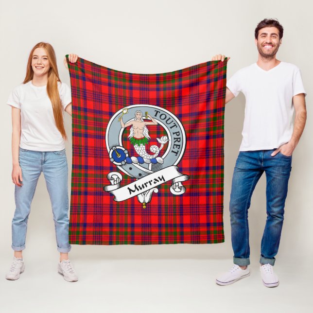 Murray Dysart of Tulloch  Clan Badge Tartan Plaid Fleece Blanket (In Situ)
