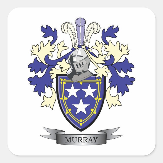 Murray Family Crest Coat of Arms Square Sticker (Front)