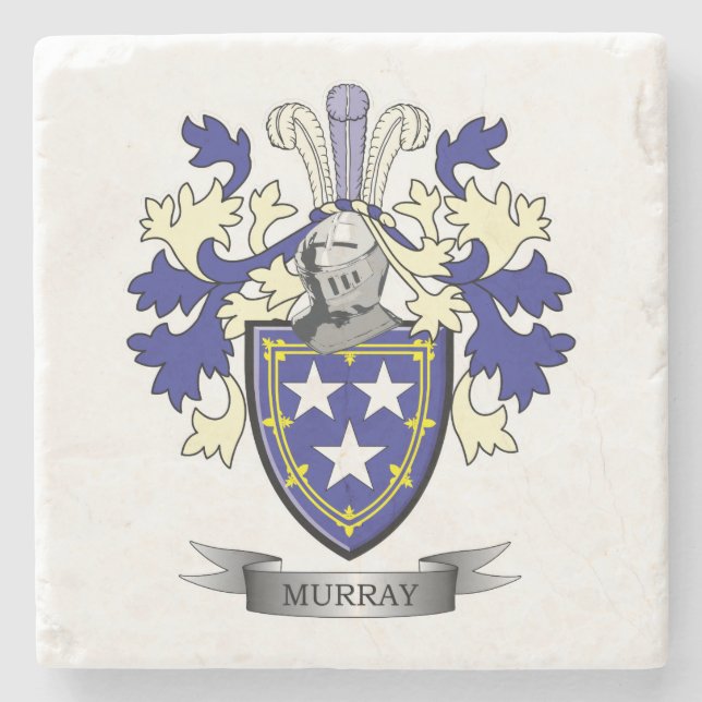 Murray Family Crest Coat of Arms Stone Coaster (Front)