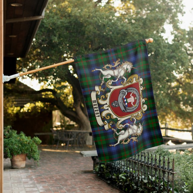 Murray of Atholl Clan Badge & Tartan Personalized House Flag (In SItu)
