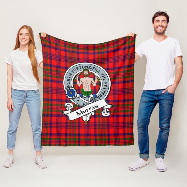 Murray of Tulloch  Clan Badge Tartan Plaid Fleece Blanket (In Situ)
