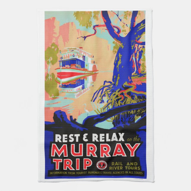 Murray River Australian Travel Kitchen Towel (Vertical)