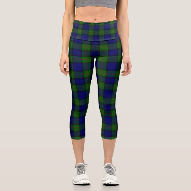 Murray tartan blue green plaid capri leggings (Front)