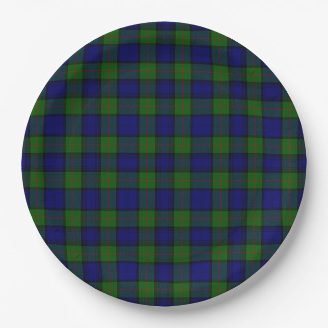 Murray tartan blue green plaid paper plates (Front)
