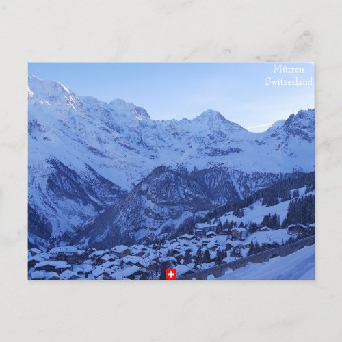 Mrren and the famous Swiss Alps Trilogy Postcard
