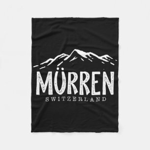 Murren Switzerland Mountains Swiss Skier Skiing Fleece Blanket