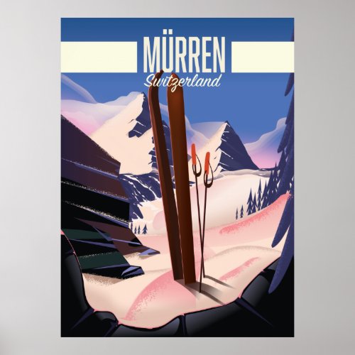 Murren Switzerland ski items art print Poster