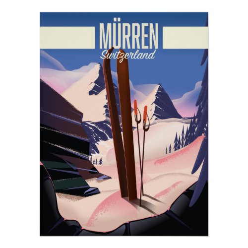 Murren Switzerland ski poster art print