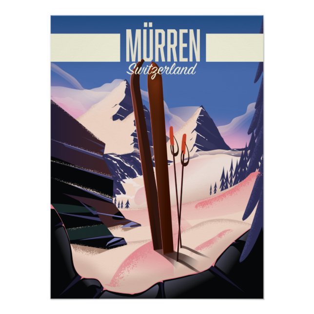Murren Switzerland ski poster art print. (Front)