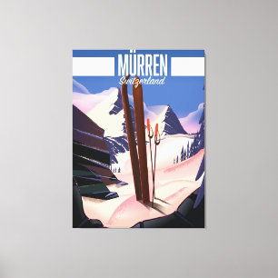 Murren Switzerland ski poster art print. Canvas Print