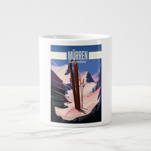 Murren Switzerland ski poster art print. Giant Coffee Mug (Front)