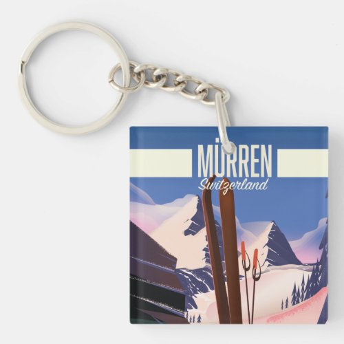 Murren Switzerland ski poster art print Keychain