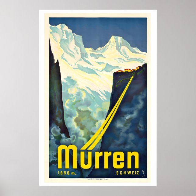 Mürren Switzerland Vintage Ski Poster (Front)