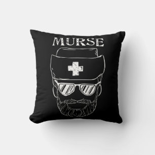 Murse Nurse Man Funny Tshirt gift for Male Nurse M Throw Pillow