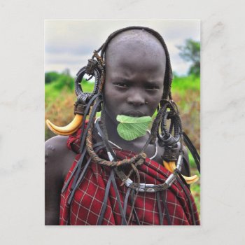 Mursi Girl With Leaf "band-aid" Postcard by HTMimages at Zazzle