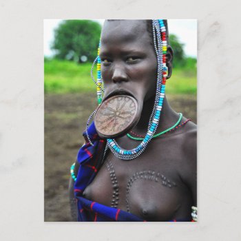 Mursi Woman With Lip Plate And Scarification Postcard by HTMimages at Zazzle