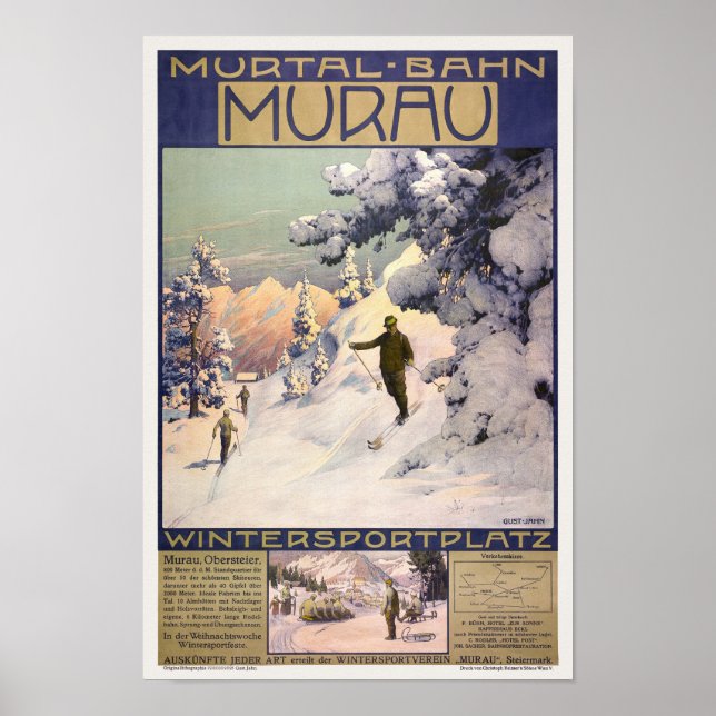 Murtalbahn Murau Austria Vintage Poster 1907 (Front)