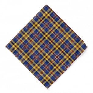 Murtaugh Tartan Bright Blue and Gold Plaid Pattern Bandana