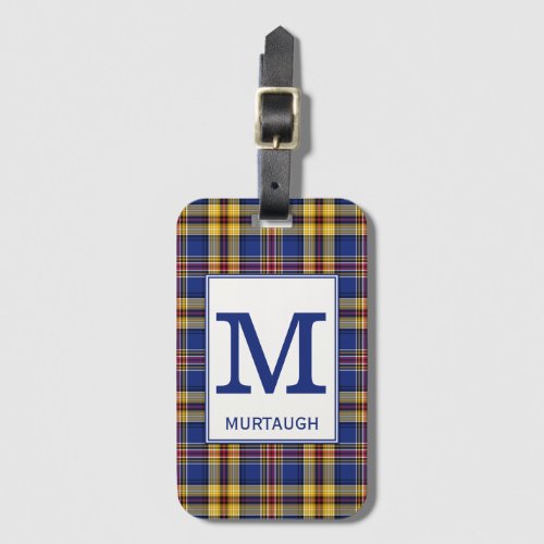 Murtaugh Tartan Royal Blue and Gold Plaid Pattern Luggage Tag