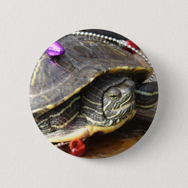 Murtle the Christmas Turtle Pinback Button (Front)
