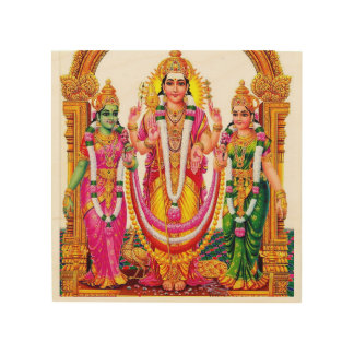 MURUGA,Karthikeya,kanda,Muruga with Valli Deivanai Wood Wall Art