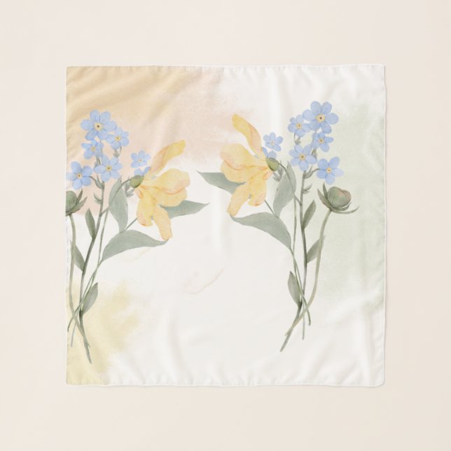 Murugi Fashion Pure Bloom Kerchief Chiffon Scarf (Front)