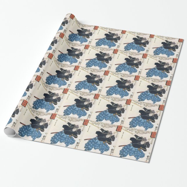 Musashi Miyamoto 宮本 武蔵 with two Bokken Wrapping Paper (Unrolled)