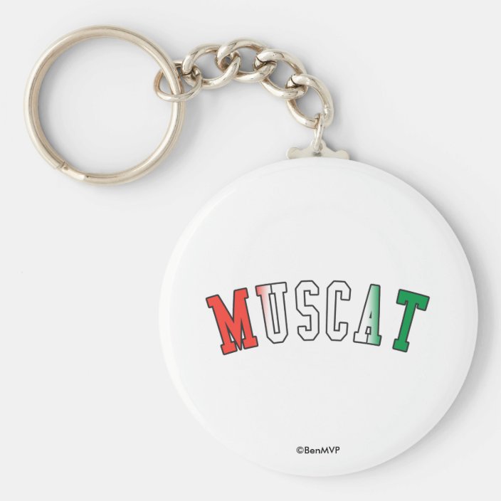 Muscat in Oman National Flag Colors Keychain