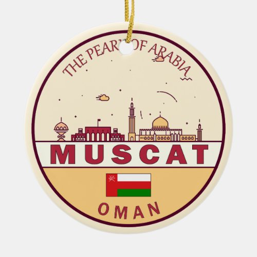 Muscat Oman City Skyline Emblem Ceramic Ornament