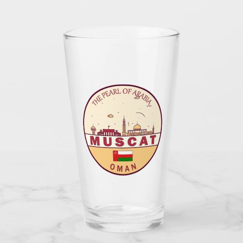 Muscat Oman City Skyline Emblem Glass