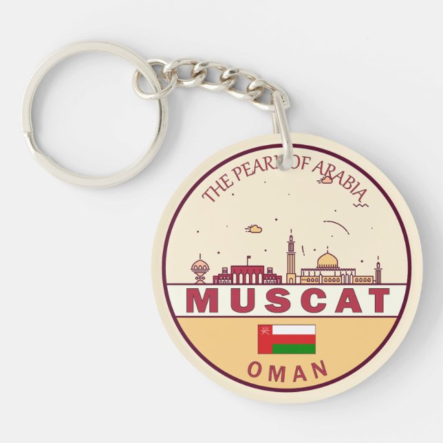 Muscat Oman City Skyline Emblem Keychain (Front)