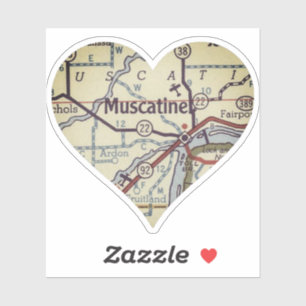 Muscatine Iowa Vintage Map Sticker