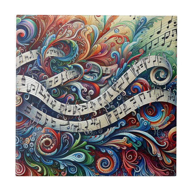 Muscial Notes Graffiti Ceramic Tile (Front)