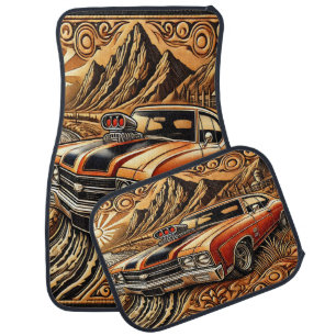 Muscle Car Adventure in Mountains Floor Mat