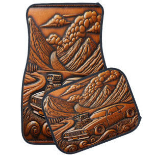 Muscle Car and River Valley Dream Floor Mat