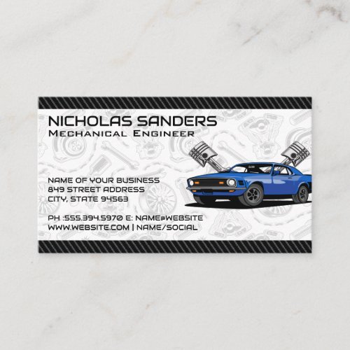 Muscle Car  Auto Parts Pattern Business Card