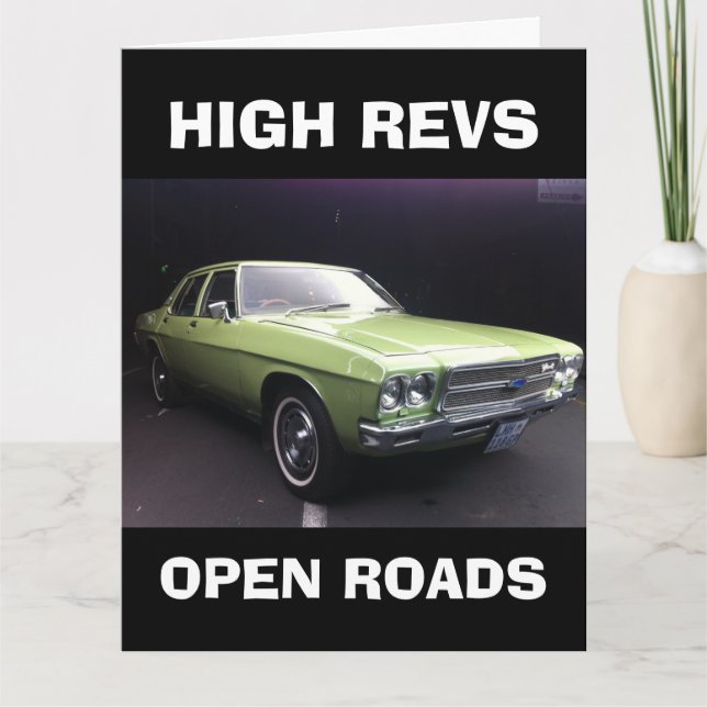 MUSCLE CAR BIRTHDAY GREETING CARD (Front)