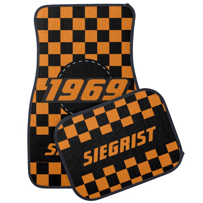 Muscle Car Checkered Flag Pattern Diy Color Car Floor Mat