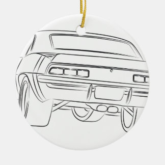 Muscle car drawing ceramic ornament