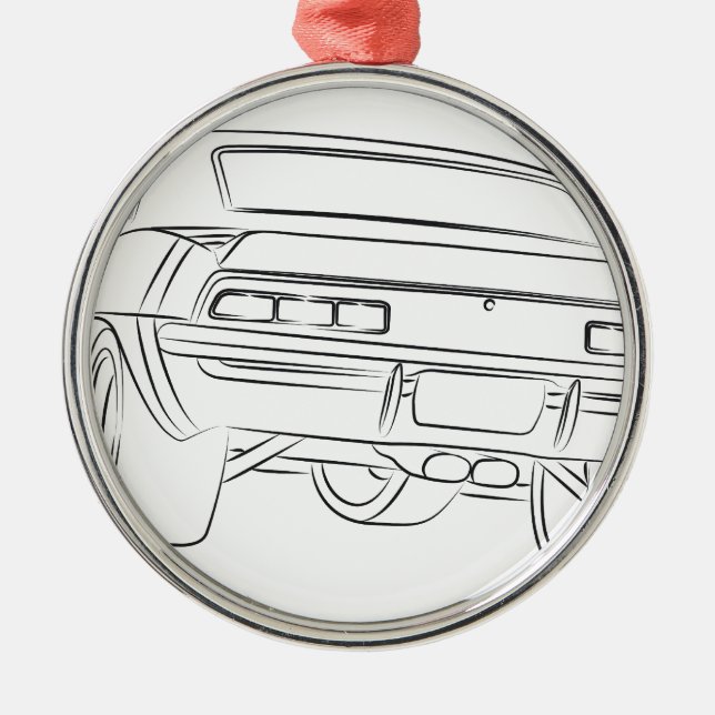 Muscle car drawing metal ornament (Front)