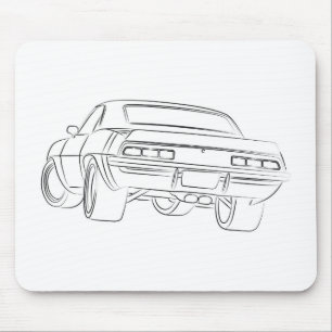 Muscle car drawing mouse pad