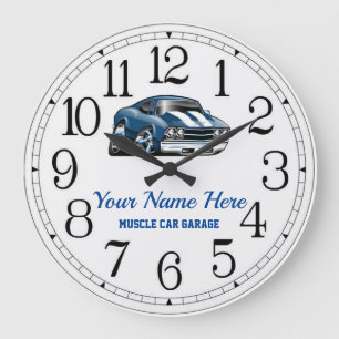 Muscle Car Garage Large Clock To Customize
