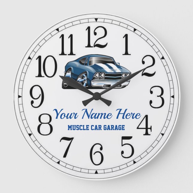 Muscle Car Garage Large Clock To Customize (Front)
