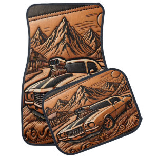 Muscle Car in Dreamy Landscape Car Floor Mat
