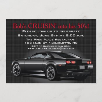 Muscle Car Mens Adult Birthday Party Invitation by AnnounceIt at Zazzle