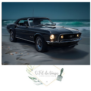 Muscle Car- Mustang- on The Beach Decoupage Tissue Paper