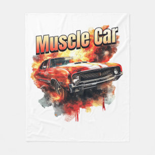 Muscle Car on Fire Fleece Blanket